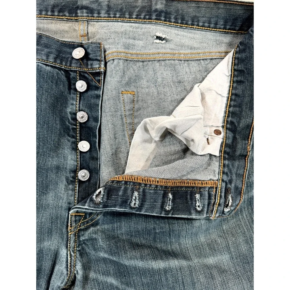 Levi's 501 Jeans Mens 38x32 Blue Denim Cotton Dark Wash Button Fly Straight Leg